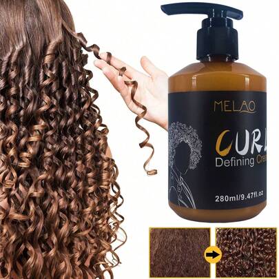  MELAO Natural Curl Defining Cream - Lightweight Moisturizing Curl Cream, Creates Defined Curls, Smooths Frizz, Soft Hold - 280ml/9.47 Fl Oz