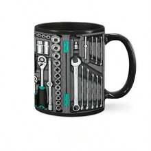 1pc 11oz Black Mechanic Toolbox Mug, Mechanic Coffee Cup, Auto Repair Gift, Perfect For Birthday, Party, Holiday, Christmas Gift - Multicolor - View 16