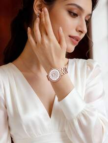 Seiko ALBA 女士优雅水晶腕表：玫瑰金表盘，送给女友或爱人的完美奢华礼物 AH7W20X1 - 金色 - 查看 2