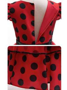 1 bộ trang phục hóa trang chấm bi đỏ cho bé gái dự lễ hội Carnival/Lễ Phục Sinh kèm mặt nạ mắt. - Đỏ - Xem 7