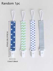 4个/套双面花朵奶嘴夹，婴儿磨牙玩具挂绳防丢夹，随机图案