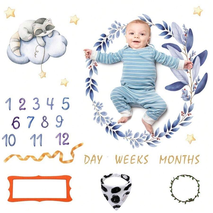 miracle baby Phụ kiện chụp ảnh sơ sinh, Chăn chụp ảnh studio, Phụ kiện chụp ảnh bé 100 ngày tuổi, Chăn chụp ảnh bằng vải flannel - Vầng hào quang sao - Xem 1