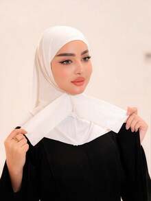 1pc Hijab Cap For Women, Middle Eastern/Arabic/Dubai/Turkish Muslim, Solid Color Classic Minimalist Fashion Casual Elegant Modest, Soft Modal Silk Blend Fabric, Comfortable Long Brim 2-In-1 Hijab Turban, Suitable For Daily Life, Festivals, Gatherings, Worship