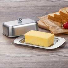 3pcs Butter Dish With Lid,Butter Box ,Butter Storage Container,Cheese And Bread Keeper Storage,Kitchen Accessories,Kitchen Gadgets,For Friend/Seniors Gift,Christmas/Cheese&Butter Festival Gift - Silver - View 2