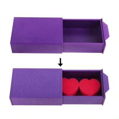 1个带隐藏隔层的推拉式魔术盒 - 紫色塑料拼图设计，神秘道具，适用于魔术表演、心理学和近景魔术 - 成人魔术用品，适合节日、派对、礼品、亲子互动