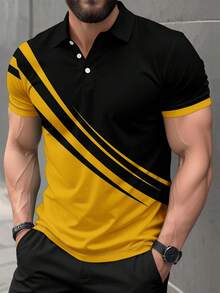 Men's Striped Short Sleeve Casual Commuter Polo Shirt, Spring/Summer - Multicolor - View 1
