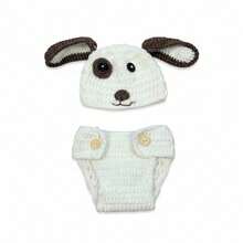 2pcs Baby Cartoon Puppy Dog Design Sets Newborn Photography Props Hand-Knitted Hat & Shorts Set With Tail For Studio Photos Accessories - Multicolor - View 9