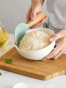 Wooden Handle Upright Rice Spoon, Non-Stick Kitchen Utensil - Multicolor - View 4