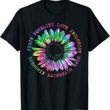 Kindness Peace Equality Hope Love Drsity Rights Tie Dye T-Shirt - Burgundy - View 1