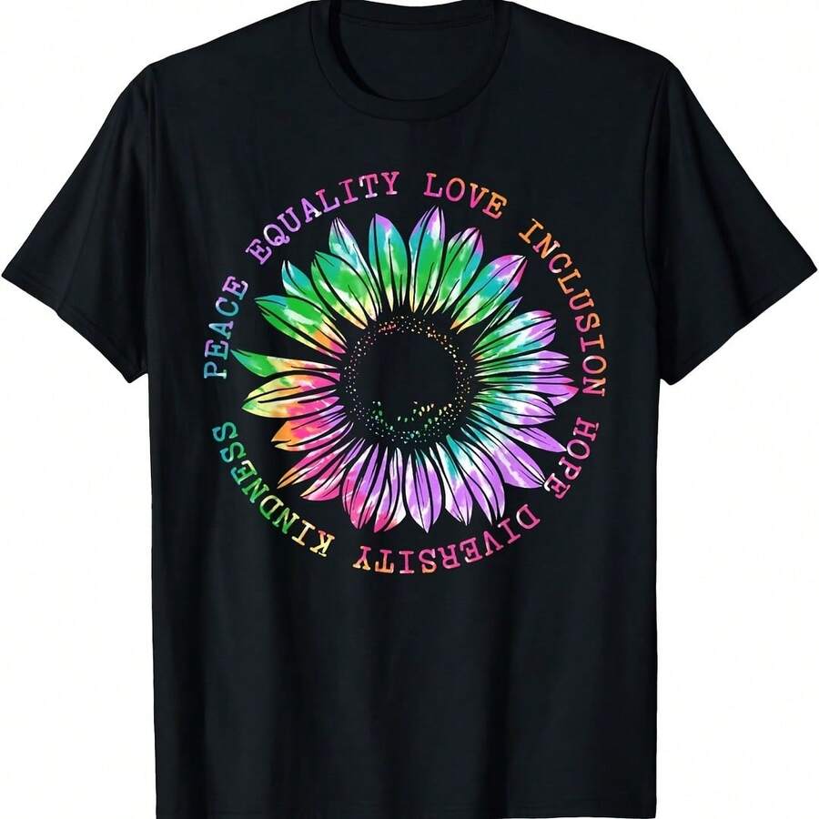 Kindness Peace Equality Hope Love Drsity Rights Tie Dye T-Shirt - Burgundy - View 1