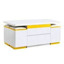 Modern High-Gloss Coffee Table, Stylish Side Table, Multifunctional, Height-Adjustable Coffee Table, Foldable Dining Table/Living Room Furniture, 100 X 50 X 43 Cm (L X W X H) - White - View 9