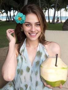 8个夏威夷花朵爪夹，女士女孩鸡蛋花芙蓉人造花发夹，猫耳发爪，夏季热带海滩派对假日发饰，完美假日礼物 - 彩色 - 查看 6