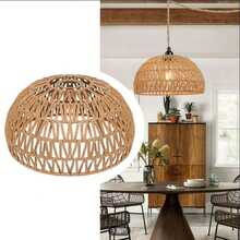 1pc Bohemian Style Paper Rope Lampshade, Rustic Hanging Lamp Shade, Woven Paper Rope Basket Ceiling Light Shade, DIY Pendant Light Shade, Suitable For Living Room, Kitchen Island, Dining Room Decor, Unique Home Decor Lampshade (Lamp Cord And Lamp Base Not Included) - Multicolor - View 6