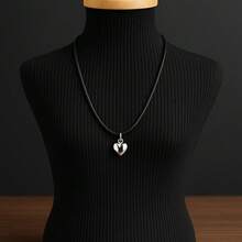 Black Suede Leather Choker Necklace With Heart Pendant - Nhiều màu - Xem 4