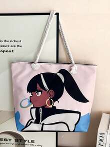 Túi tote in họa tiết chất lượng cao, túi xách tay ngoài trời dung tích lớn, thiết kế thời trang và độc đáo. - Nhiều màu - Xem 3