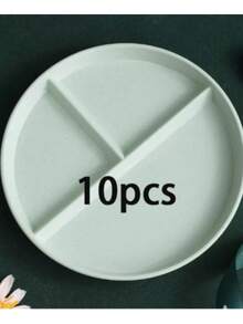 10个/5个/1个套装圆形分隔盘微波炉食品盘水果沙拉托盘厨房，节日，婚礼，生日派对餐具；家庭聚会自助餐盘，派对用品 - 彩色 - 查看 11