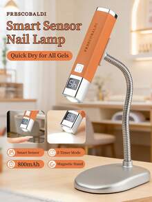 1个迷你可充电UV LED美甲灯，适用于凝胶美甲，快速干燥美甲固化灯UV LED凝胶指甲油烘干机美甲工具可充电美甲沙龙设备 - 橘色 - 查看 3