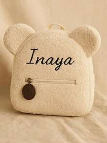 2pcs Teddy Bear Backpack & Customized Name Personalized Children's Backpack, Autumn/Winter Vibe, 2026 New Casual Ear Bear Backpack, Exclusive Gift, Holiday Gift, Unique Thoughtfulness, Full Of Love