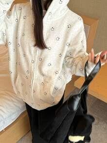 Women Sweatshirts - Flower Gray - View 2