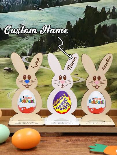 Custom Name Easter Bunny Egg Holder, Personalized Festive Treat Display Stand, Customized Easter Decor Accent, Customizable Gift For Celebrations, Stylish Holiday Tabletop Accessory & Thoughtful Present For Loved Ones, Room Decor, Easter Egg, Family