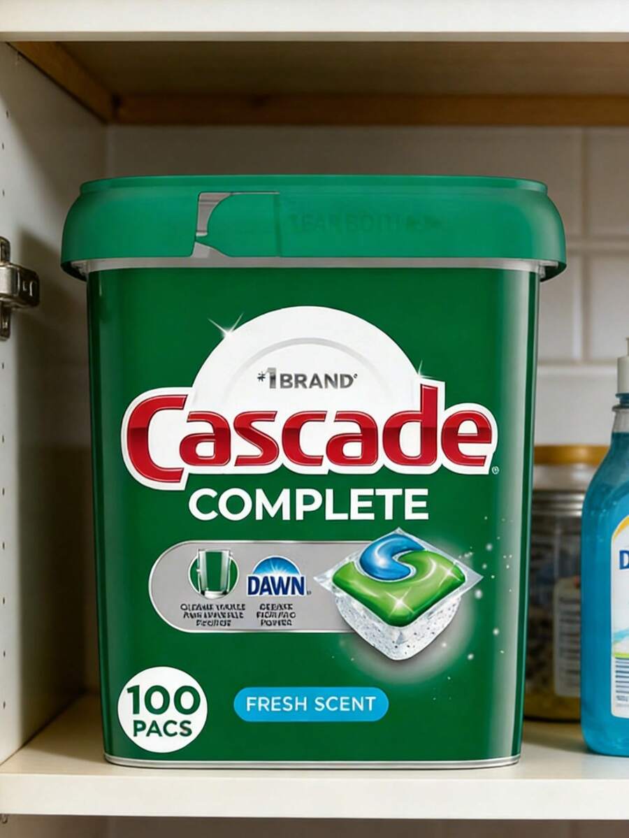 Cascade Fresh Scent Complete Pods Dishwasher Detergents, All-In-1 Dishwasher Pods For Spotless Dishes & Glasses, Fresh Scent Formula For Clean & Shiny Results, Dishwasher Detergent Pods For Tough Grease & Food Residue, Convenient Pods For Home, Apartment & Kitchen Cleaning - 綠色 - 查看 1