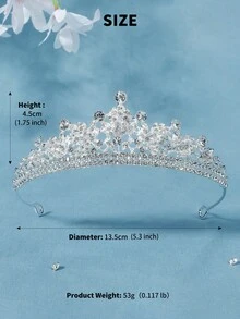 1件时尚优雅合金新娘皇冠，适合女性婚礼、派对、万圣节服装配饰 - 銀色 - 查看 10