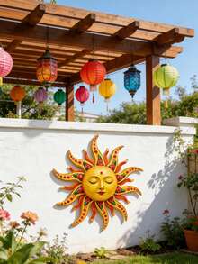 1 chiếc mặt trời trang trí bằng kim loại treo tường, thích hợp trang trí trong nhà và ngoài trời, ban công, vườn, sân, hàng rào, cửa hàng hoa, quán trà, v.v. Một vật trang trí nhà độc đáo, trang trí Ramadan, món quà tân gia/lễ hội hoàn hảo. - Nhiều màu - Xem 10