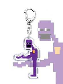 1pc Acrylic Pixel William Afton Keychain, Purple Pendant, Backpack Accessory, Best Gift For Fans - Multicolor - View 5