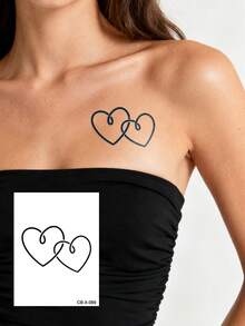 6 PCS / 1 Pc Herbal Juice Semi-Permanent Tattoo Stickers - Minimalist Tattoos. Features Simple Lines Of Hearts, Suns, Moons, Stars, Pentagrams. Suitable For Valentine's Day, Carnival Gifts, Everyday Parties, Shoulders, Neck, Arms, Waist, Legs, Knees, Body. Semi-Permanent Tattoo Waterproof Sticker. Fake Tattoo. - Blue - View 5
