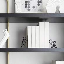 Bookends Decorative Metal Unique Office Desk Bookends Cute Book Ends Reading Decor Bookshelf Decor For Office School Library Bedroom Book Lovers Gift - màu đen - Xem 7