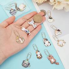 OLYCRAFT 12 ペーパークリップ猫カップ型猫クリップカラフルなページクリップブックマークブックマーク布装飾オフィス文具ファイル整理招待状メモ帳 - 1 - チェックする 3