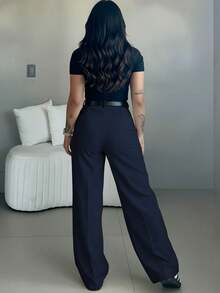 Women's High Waist Wide Leg Pants | Spring Women's Clothing | Casual Elegant Office Pants | Spring Casual Wear | Solid Color Loose Straight Bottoms | Spring Apparel | Women's Casual Wear | Comfortable Soft Casual Pants | Women's Casual Wear Matching | Minimalist Fashionable Workwear | Casual Suit | New Year Preparation | Spring & Autumn Essentials