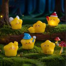 5个/15个/30个迷你树脂天使和黄色星星摆件，适用于水景装饰、花园配件创意树脂工艺品、园艺装饰DIY摆件、3D黄色星星微景观模型 - 彩色 - 查看 4