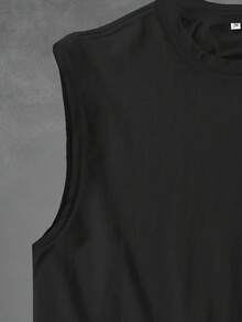 Lonblece 男士黑色无袖背心，印有励志标语，搭配十字链和星星图案，适合日常休闲穿着。 - 黑色 - 查看 5