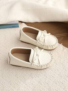 1 Pair Spring New Fashion Versatile Stitched Children Flat Shoes - Beige - View 6