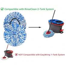 4 Pack Mop Replace Heads Compatible For OCeda, Spin Mop Refill Head Replacement For RinseClean 2-Tank System - Fluffy Microfiber, Machine Washable And Easy To Replace - Blue - 查看 4