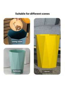Uncovered Nordic Style Trash Can, Geometric Prism Shape, Matte Finish, Black Or White, Minimalist Design, Suitable For Office, Living Room Corner, Bedroom Bedside, Kitchen, Bathroom As A Distinctive Storage Tool, Made Of PP Material - Multicolor - View 8
