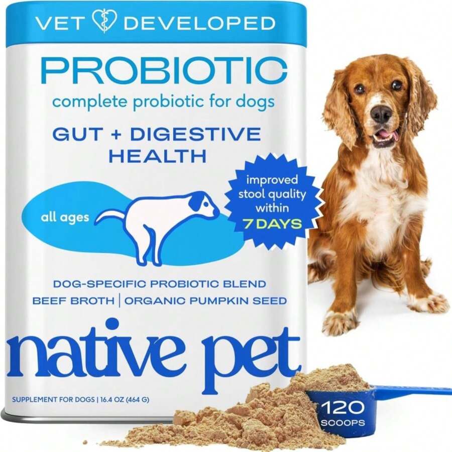 Native Pet Probiotics For Dogs - Dog Probiotics Powder For Digestive Health, Gut Support, &Amp; Immune Boost – Vet-Formulated Powder For Maximum Potency With Digestive Enzymes &Amp; Prebiotics - 120 Scoops - MàuC - Xem 1