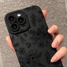 Handyhülle - Geeignet für Handyhüllen mit schwarzen Blumenmustern für iPhone 17pro Max/17pro/17/11/12/13/14/15/15Pro/15PluS/15Pro Max/16/16Pro/16PluS/16Pro Max - Schwarz - Übersicht 6