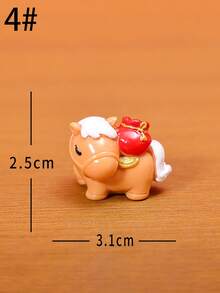 6个吉祥小马摆件，创意微景观配件，可爱桌面/床头/置物架装饰，柔和圆润的设计适合各种生活空间 - 彩色 - 查看 8