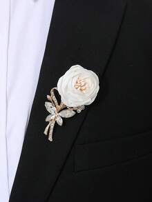 Unisex Rose Flower Brooch, Suitable For Wedding, Party, Gathering