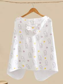 1pc 0-5 Years Old Infant & Toddler Soft Printed Hooded Bathrobe, Towel Cloak, Suitable For All Seasons - Multicolor - View 2