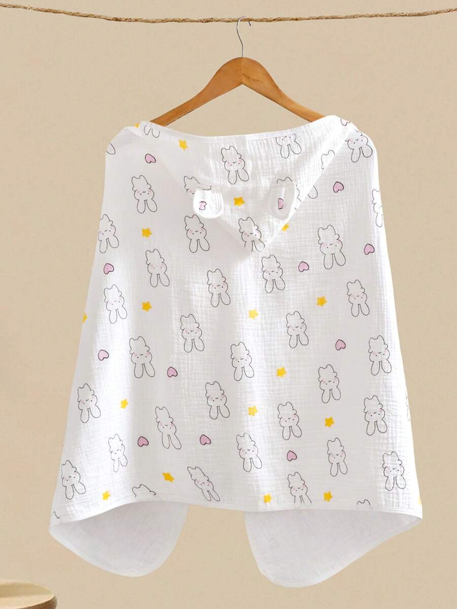 1件装 0-5岁婴幼儿柔软印花连帽浴袍/毛巾斗篷，四季皆宜 - 彩色 - 查看 1