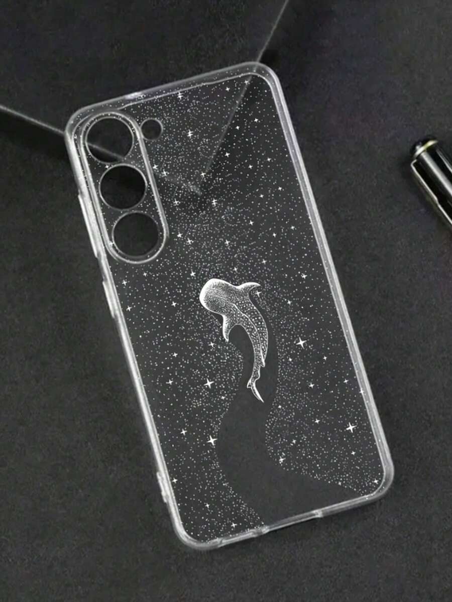 1pc Transparent TPU Soft Case With Whale Spotty Starry Sky Pattern, Fingerprint-Resistant, Camera Lens Protection, Compatible With Apple, Nothing, Pixel, INFINIX, Redmi - Multicolor - View 1