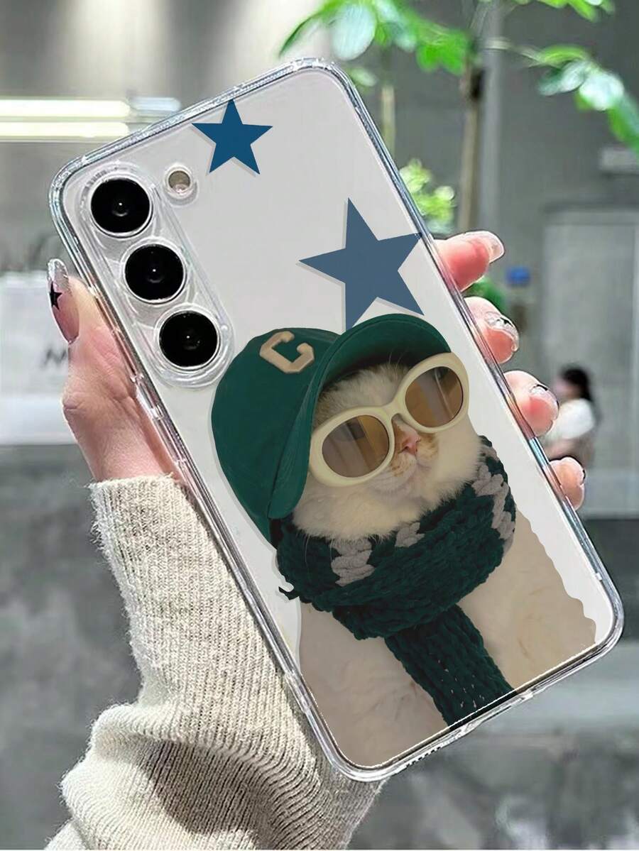 酷炫猫咪镂空透明彩绘手机壳，兼容 17 Pro/17 Air/17/17 Pro Max/16/11/16 Pro/16 Plus/16 Pro Max/16 e/15 Pro Max/13/14/12/XS/XR/7G/8P，兼容三星 Galaxy S25/S25 Plus/S25 Ultra/A16/A36/A26/A56/A50/A12/A32/A52/A72/A51/A21 S/A13/A14/S24/S24 Plus/S24 Ultra/S22/A52/A53/A54/A55/S23，兼容小米 11/12 Pro/12/12 X/13 Pro/14 Pro/15 Pro，兼容 Redmi适用于 10/9/Note9/12c/Note11pro/Note8Pro 的防震手机保护壳 - 彩色 - 查看 1