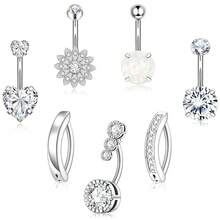 7件套可爱肚脐环，14G不锈钢肚脐穿刺饰品，女士款 - 7pcs - 查看 7