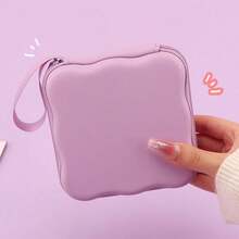 Shockproof Solid Color Material 1pc Square Wave Bluetooth Earphone Cable Portable Small Storage Bag Charger Power Bank Organizer Box Solid Color Anti Pressure Anti Drop Large Capacity Protective Case Compact Portable Travel Accessory Storage Women Gift Birthday - Multicolor - View 14