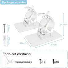 8PCS No Drill Curtain Brackets, Nail Free Adjustable Curtain Hooks For Rods Under 1.57 Inch (Transparent),39841184 - Màu hồng gỉ - Xem 6