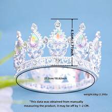 1件优雅复洛克风格水钻皇冠，新娘婚礼配饰，表演舞会派对发饰，皇冠，头饰，戏服皇冠，发饰花环，头饰 - 彩色 - 查看 12