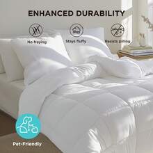 Thick Quilted Polyester Fabric Comforter Queen/King Size | Chic Solid-Color Bedroom Decor | Soft Warm Fluffy All-Season Stylish Bedding Accent - trắng - Xem 9
